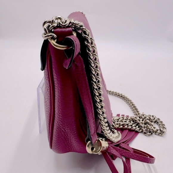 Auth Gucci Medium Fuchsia Leather Soho Crossbody Shoulder Bag Preloved Clutch - Picture 6 of 16